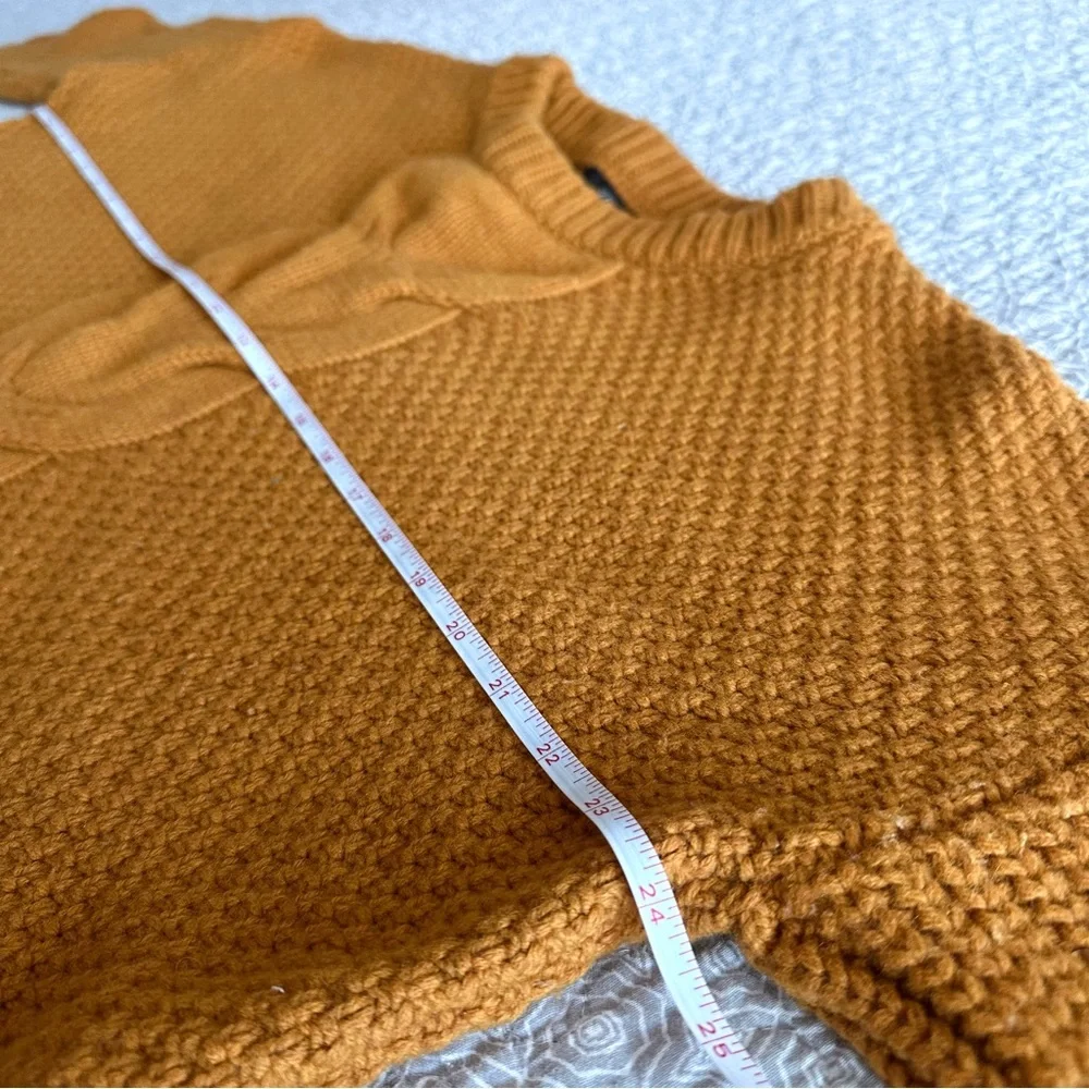J. CREW Oversized Boxy Cable Knit Crewneck Sweater Harvest Gold Size S